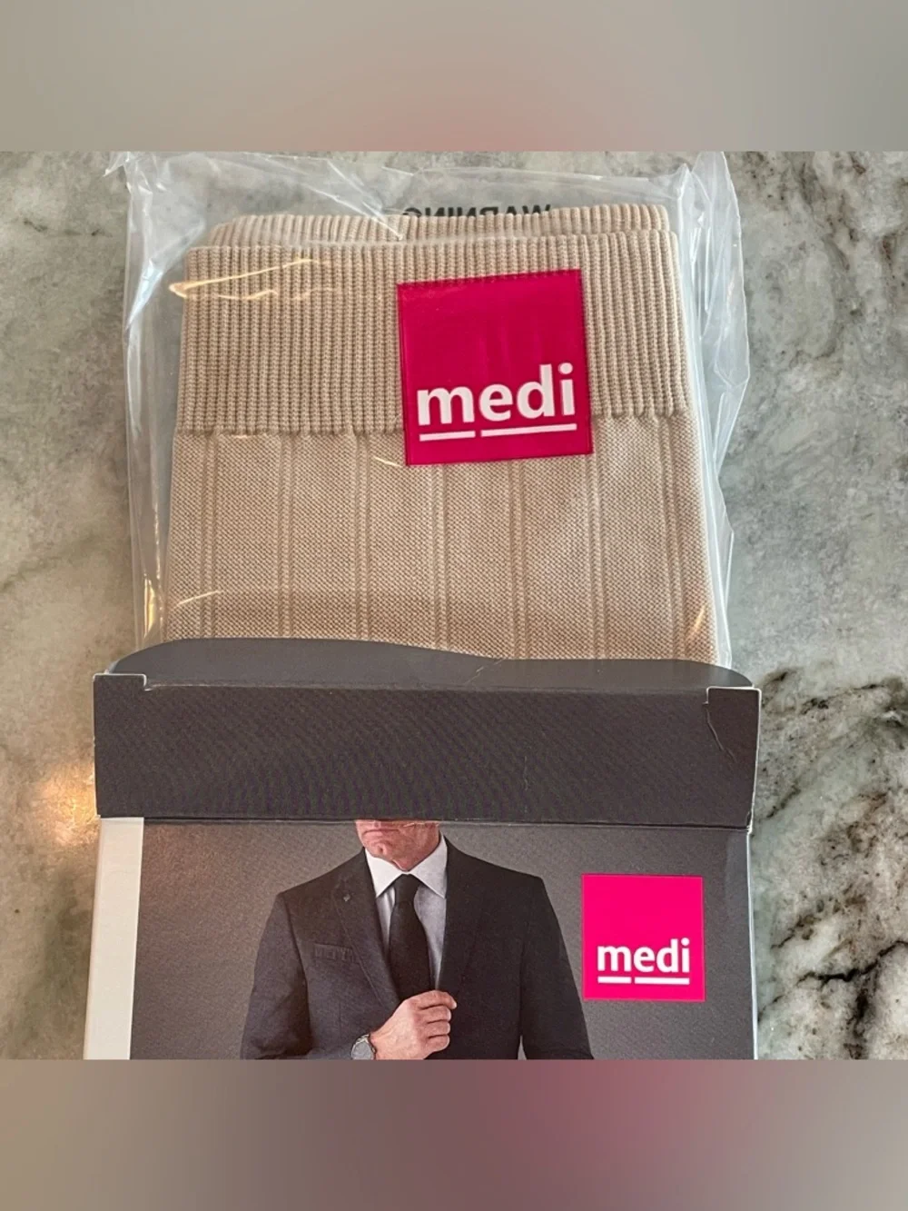 Medi Mediven Mens Compression Socks Tan Calf Length